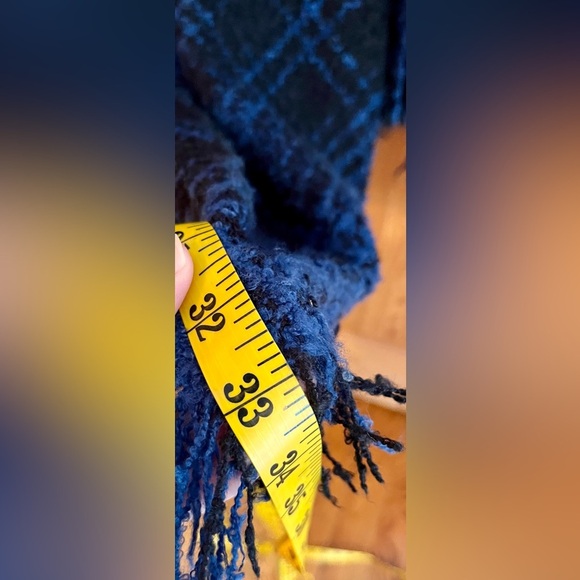 Chaps Blue Knit Poncho with Fringe Serape Boho Chic Hippy Hippie Cozy Casual - Picture 16 of 17